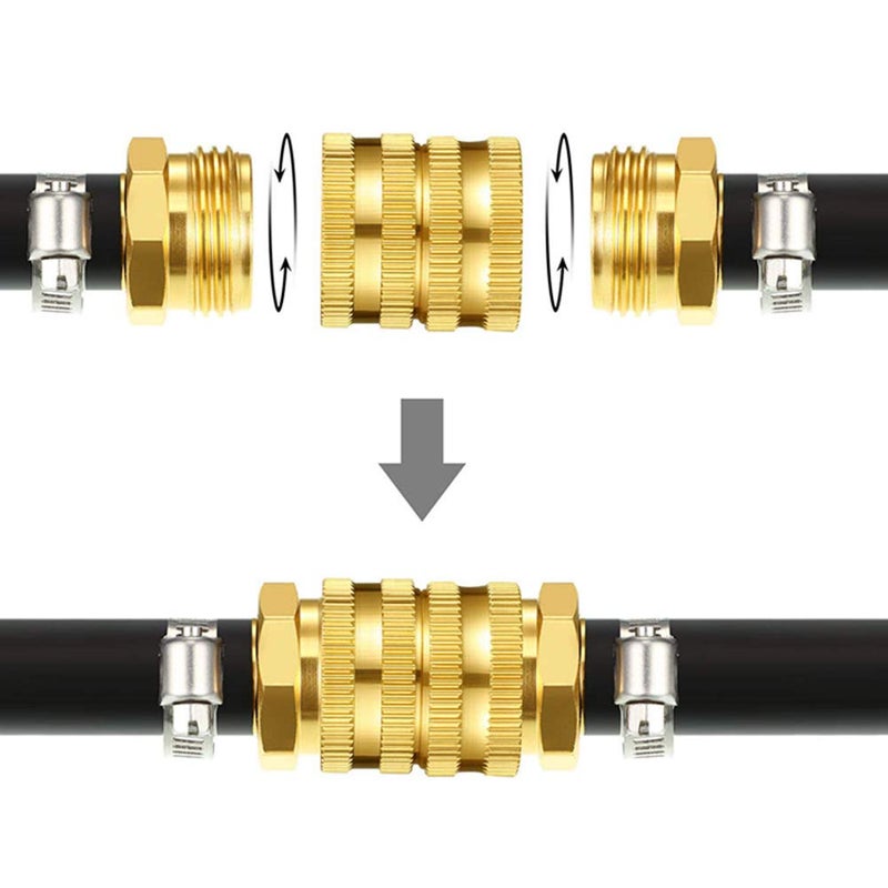 lasenersm 2 Pieces 3/4 Inch Garden Hose Adapter Aluminum Alloy Double Female Swivel Quick Connector Adapter with 4 Pieces Washers Swivel Coupling Connector for Male Hose to Male Hose - Image 4